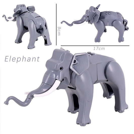 MOC Elephant Mount Animals Movie Monster Medieval Knights DIY Building Blocks Bricks Toys For Children gifts