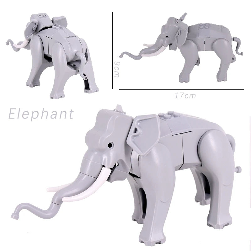 MOC Elephant Mount Animals Movie Monster Medieval Knights DIY Building Blocks Bricks Toys For Children gifts