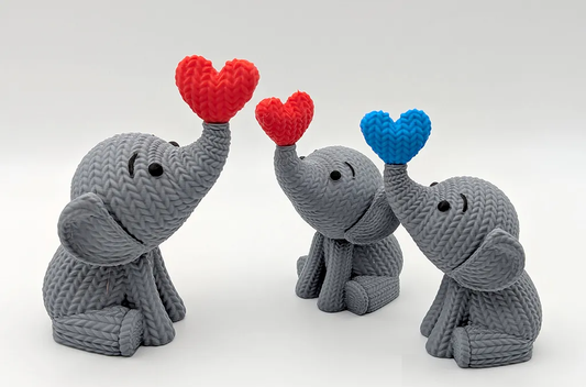 3D Printed Knitted Elephant Blowing Heart