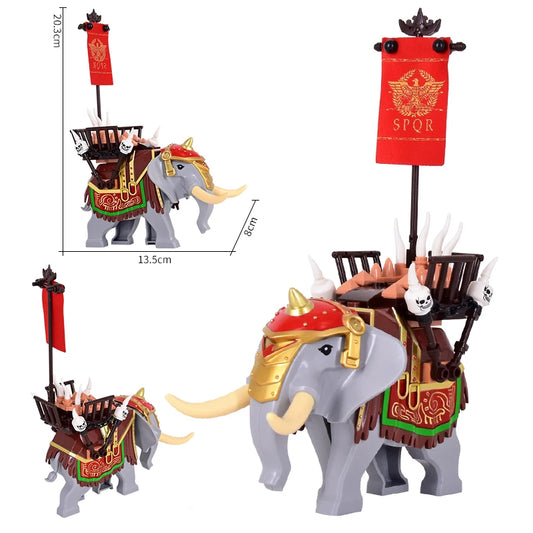 Creativity DIY Medieval Military Romance Of The Three Kingdoms Knight Elephant Building Blocks Kit Bricks Model Kids Toys 