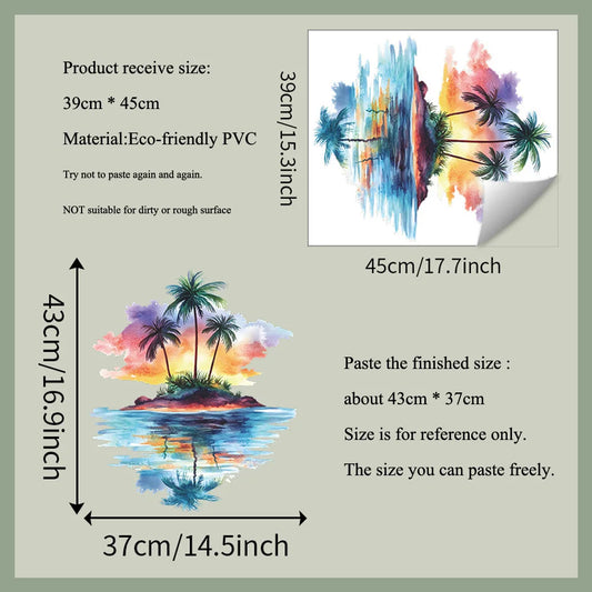 Painted Coconut Tree Island Wall Sticker For Living Room Background Decor Mural Bathroom Bedroom Beautify Home Decoration Decals