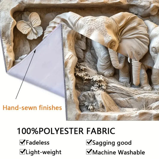 3D Printed Elephant Tapestry WallDecor Background Cloth LivingRoom Home Decor Quick Installation Environmentally Friendly Fabric