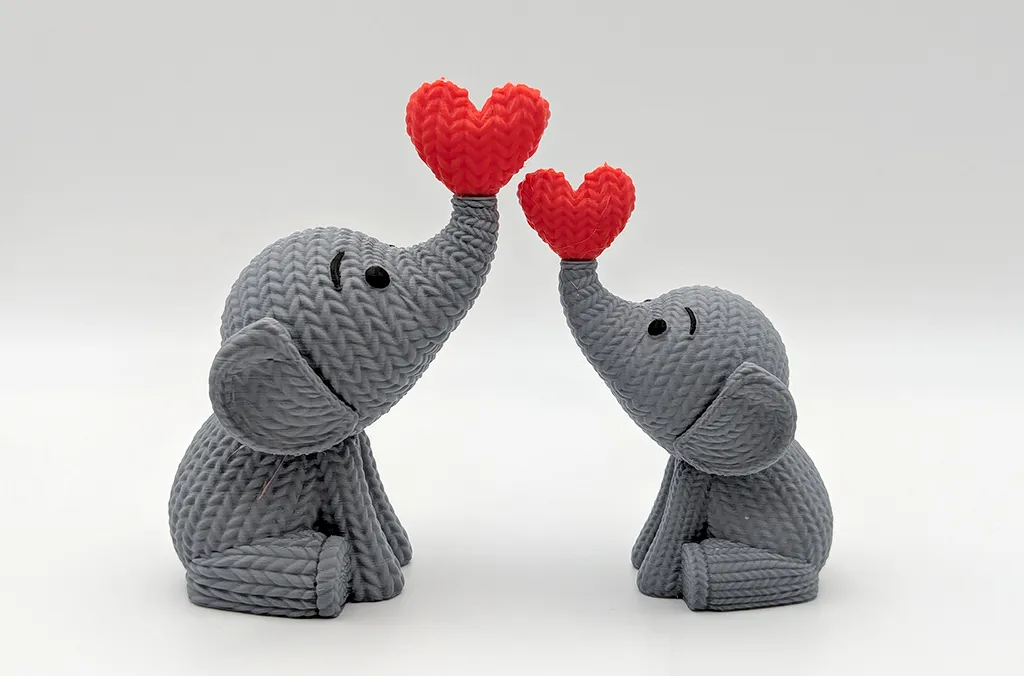 3D Printed Knitted Elephant Blowing Heart