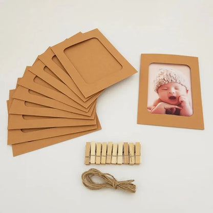 Creative DIY Photo Frame Hanging Album Collection Wall with Linen Rope Clip Combination Wallpaper Flag
