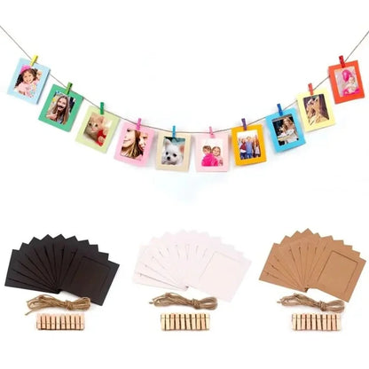 Creative DIY Photo Frame Hanging Album Collection Wall with Linen Rope Clip Combination Wallpaper Flag