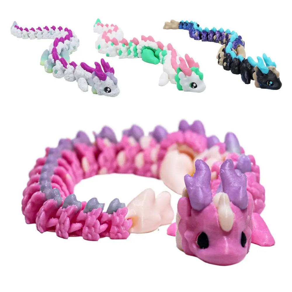 3D Printed Dragon Model Toy Fully Body Joint Movable 3D Printed Articulated Dragon Fidget Toys Creative Animal table Decor