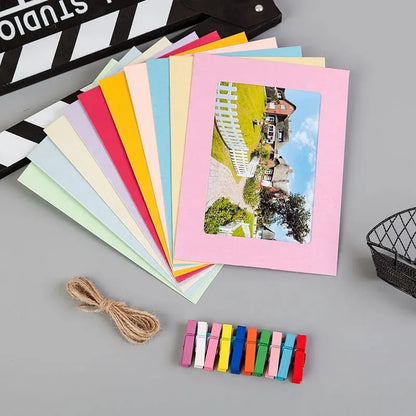 Creative DIY Photo Frame Hanging Album Collection Wall with Linen Rope Clip Combination Wallpaper Flag