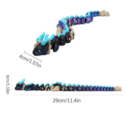 3D Printed Dragon Model Toy Fully Body Joint Movable 3D Printed Articulated Dragon Fidget Toys Creative Animal table Decor