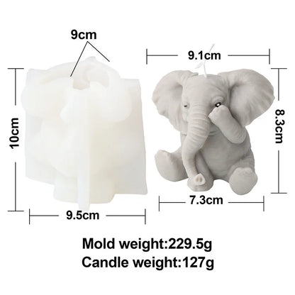 Elephant Animal Candle Silicone Mold DIY Cute Elephant Gypsum Resin Soap Mould Fondant Chocolate Molds Craft Gifts Home Decor