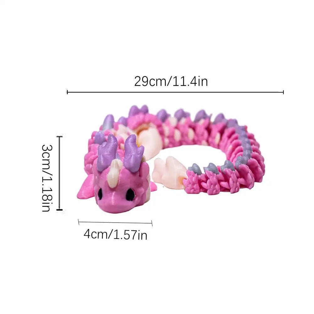 3D Printed Dragon Model Toy Fully Body Joint Movable 3D Printed Articulated Dragon Fidget Toys Creative Animal table Decor