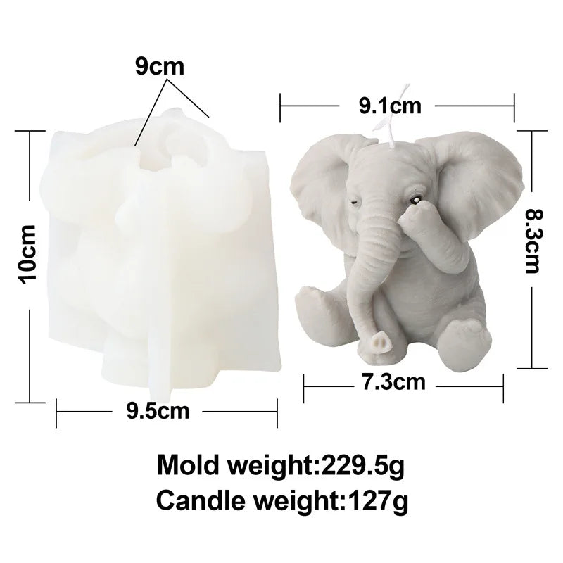 Elephant Animal Candle Silicone Mold DIY Cute Elephant Gypsum Resin Soap Mould Fondant Chocolate Molds Craft Gifts Home Decor