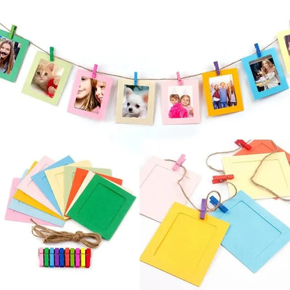 Creative DIY Photo Frame Hanging Album Collection Wall with Linen Rope Clip Combination Wallpaper Flag
