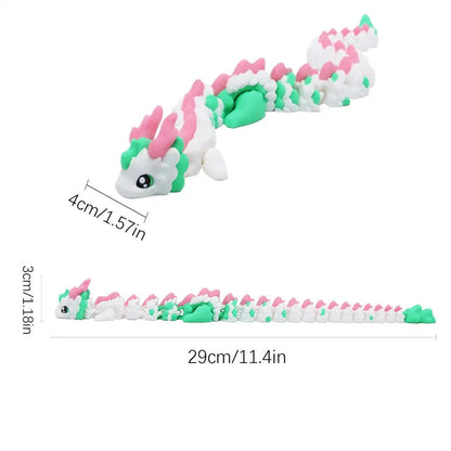 3D Printed Dragon Model Toy Fully Body Joint Movable 3D Printed Articulated Dragon Fidget Toys Creative Animal table Decor